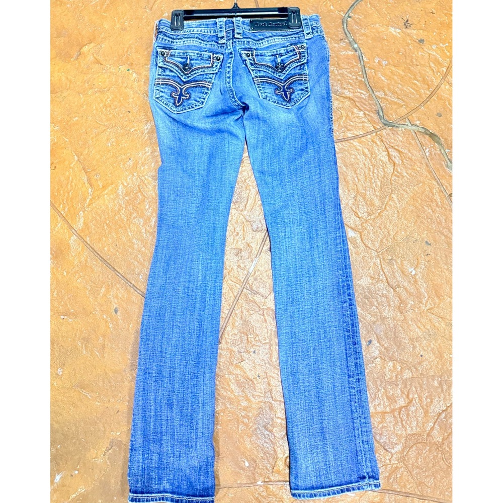 Rock Revival Essie Straight Jeans Women's 28 Blue Embroidered Flap Pockets
